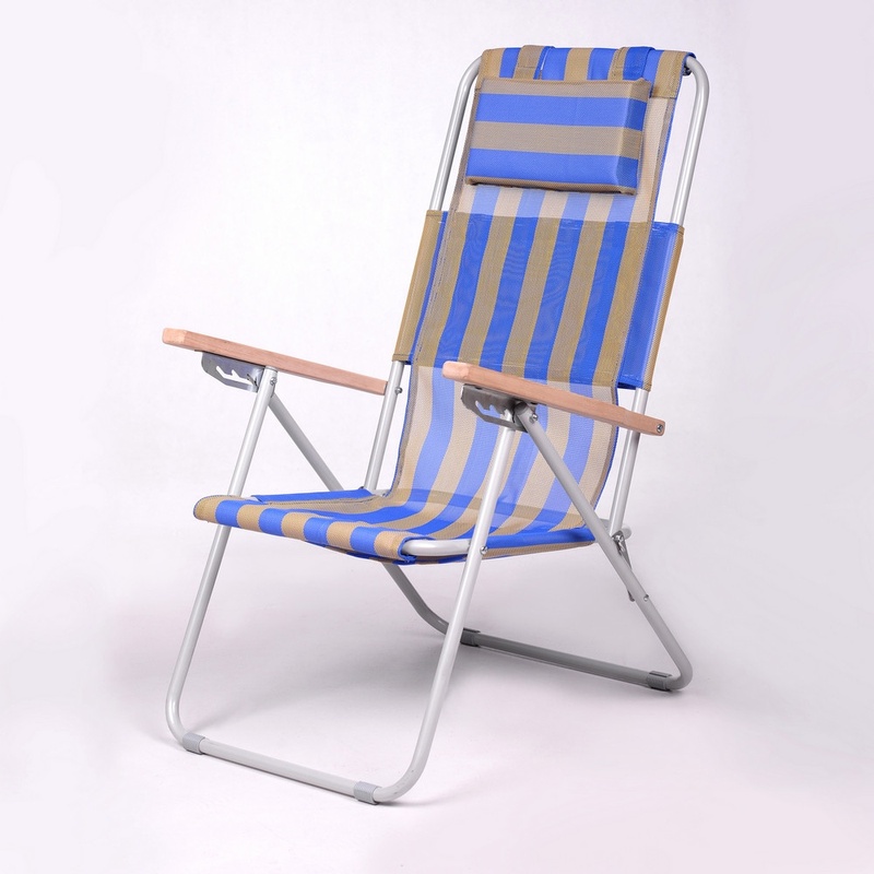 Кресло-шезланг "Ясен" d20 мм (текстилен синій-жовенький)
